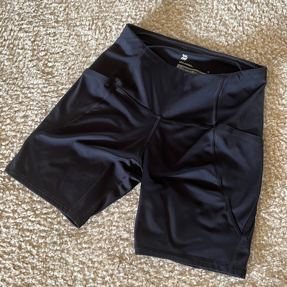 Black Compression/Bike Shorts, 6” inseam with side pockets